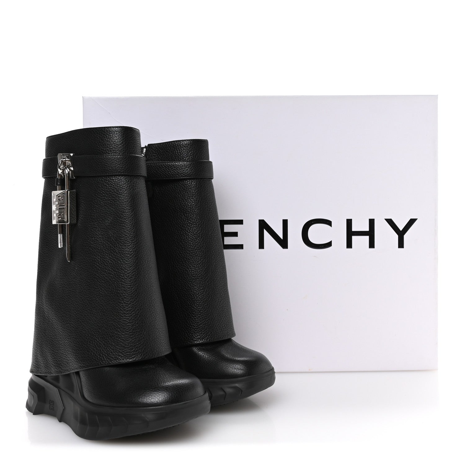 Givenchy Grained Calfskin Shark Lock Biker Ankle Boots 36 Black 8 of 8