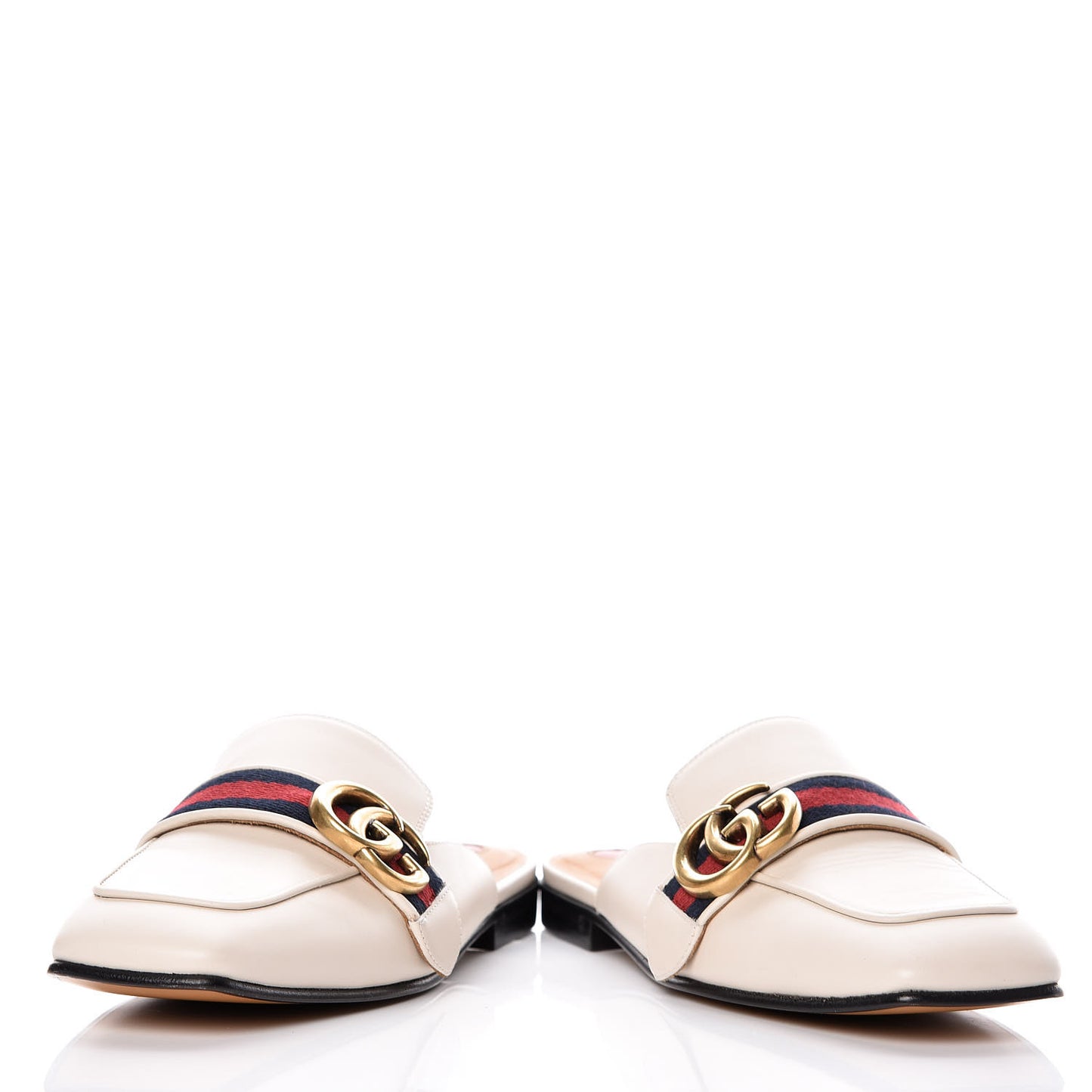 Calfskin Web Womens Peyton GG Slippers 35 Mystic White