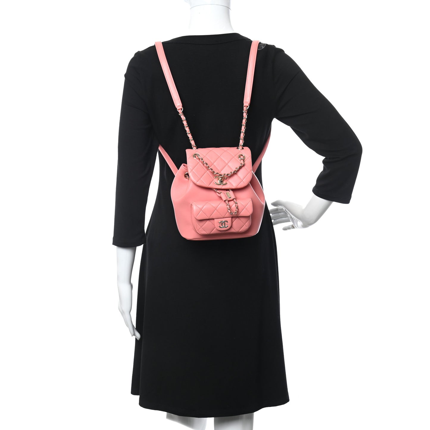 Lambskin Quilted Small Duma Drawstring Backpack Pink