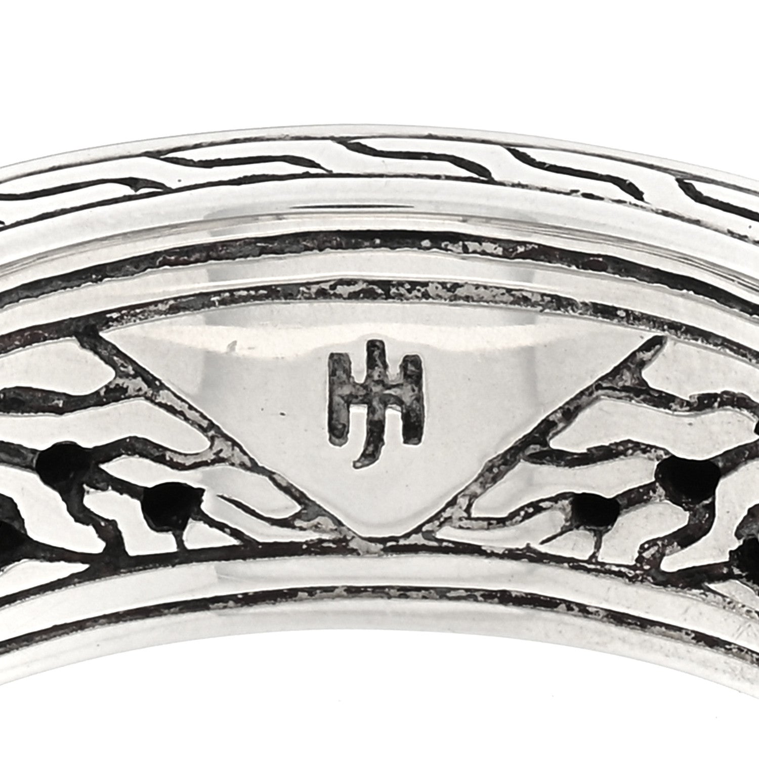 John Hardy Sterling Silver 18K Yellow Gold Carved Chain Palu Band Ring 54 7 4 of 4