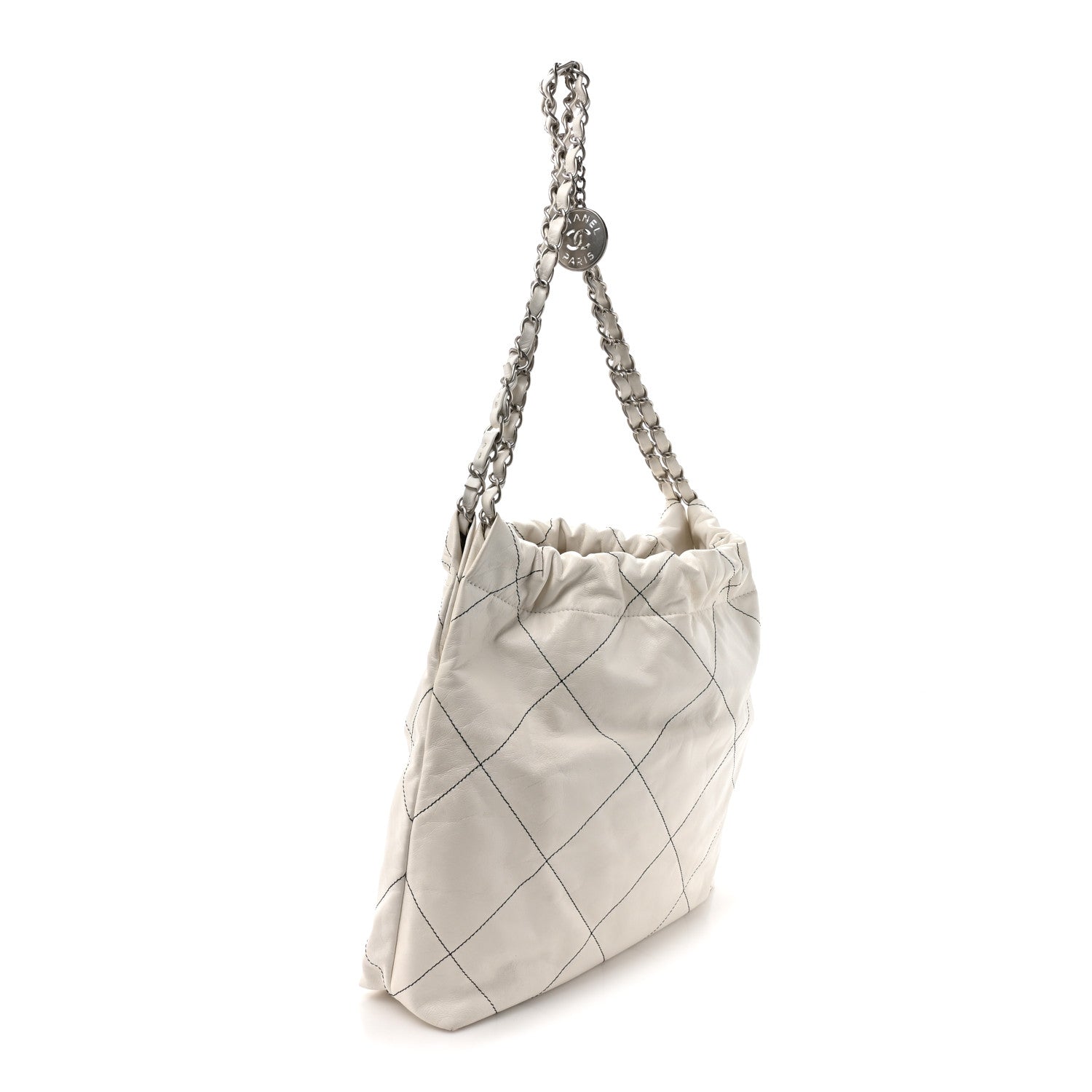 Chanel Shiny Calfskin Quilted Small Chanel 22 White Black 4 of 14