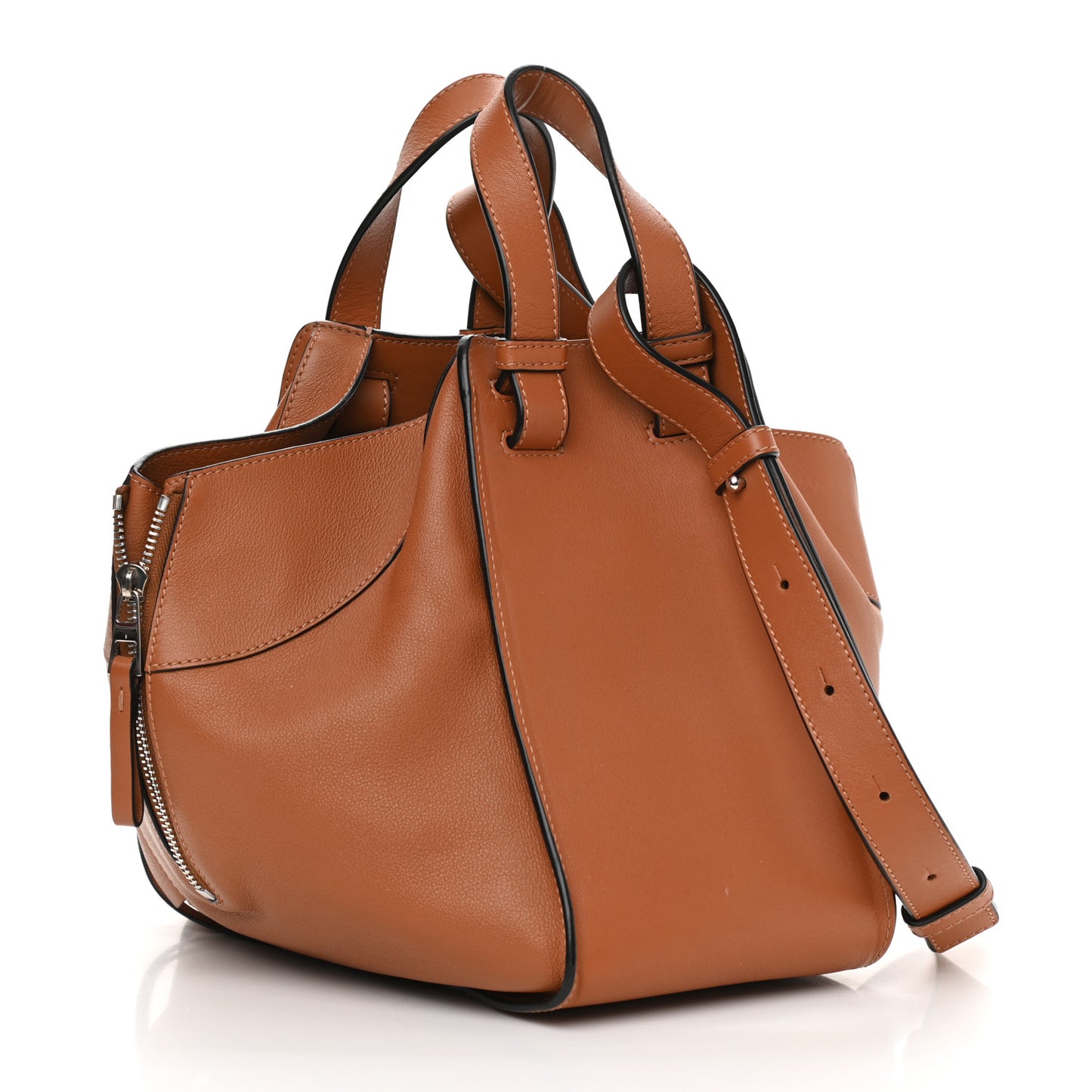 Grained Calfskin Small Hammock Shoulder Bag Tan