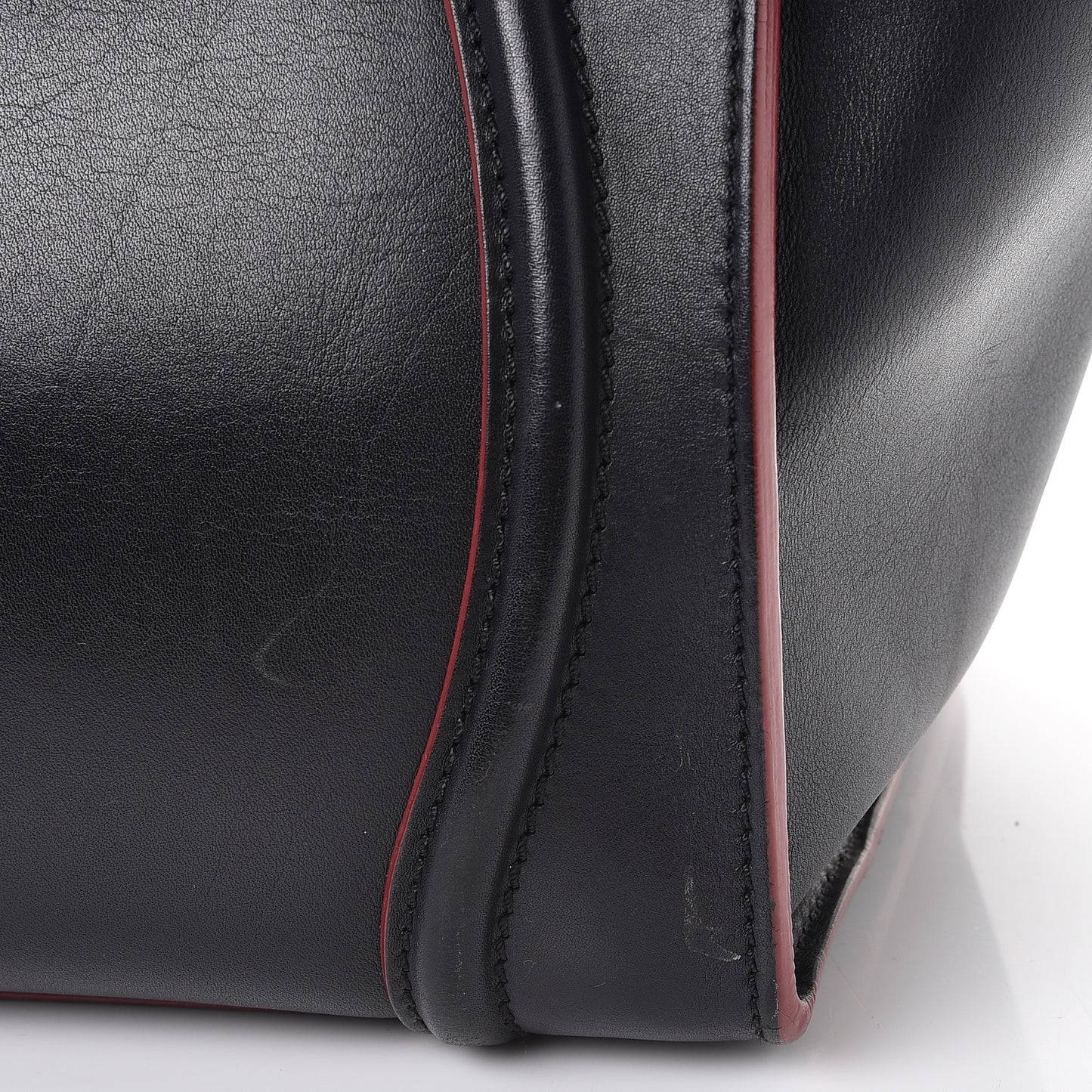 Smooth Calfskin Mini Luggage Black Pink Trim