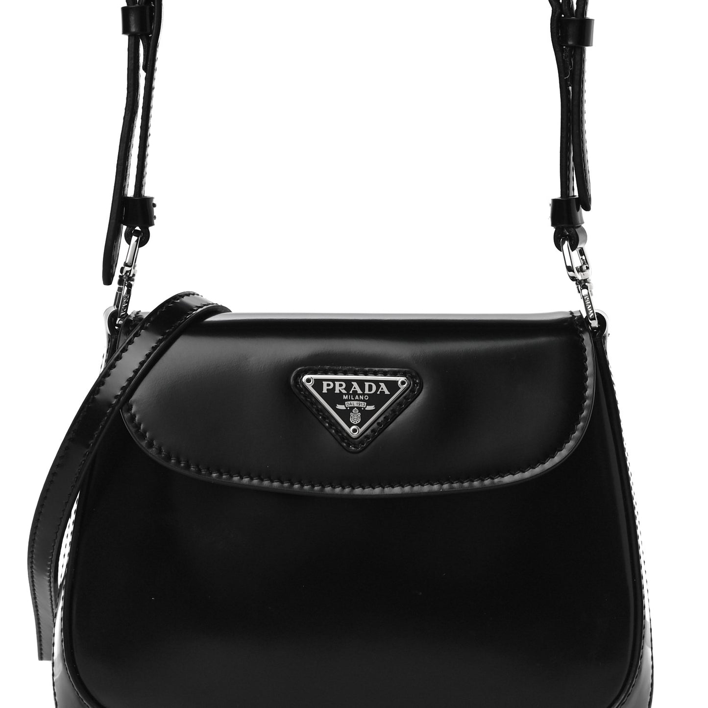 Spazzolato Mini Cleo Flap Adjustable Strap Shoulder Bag Black