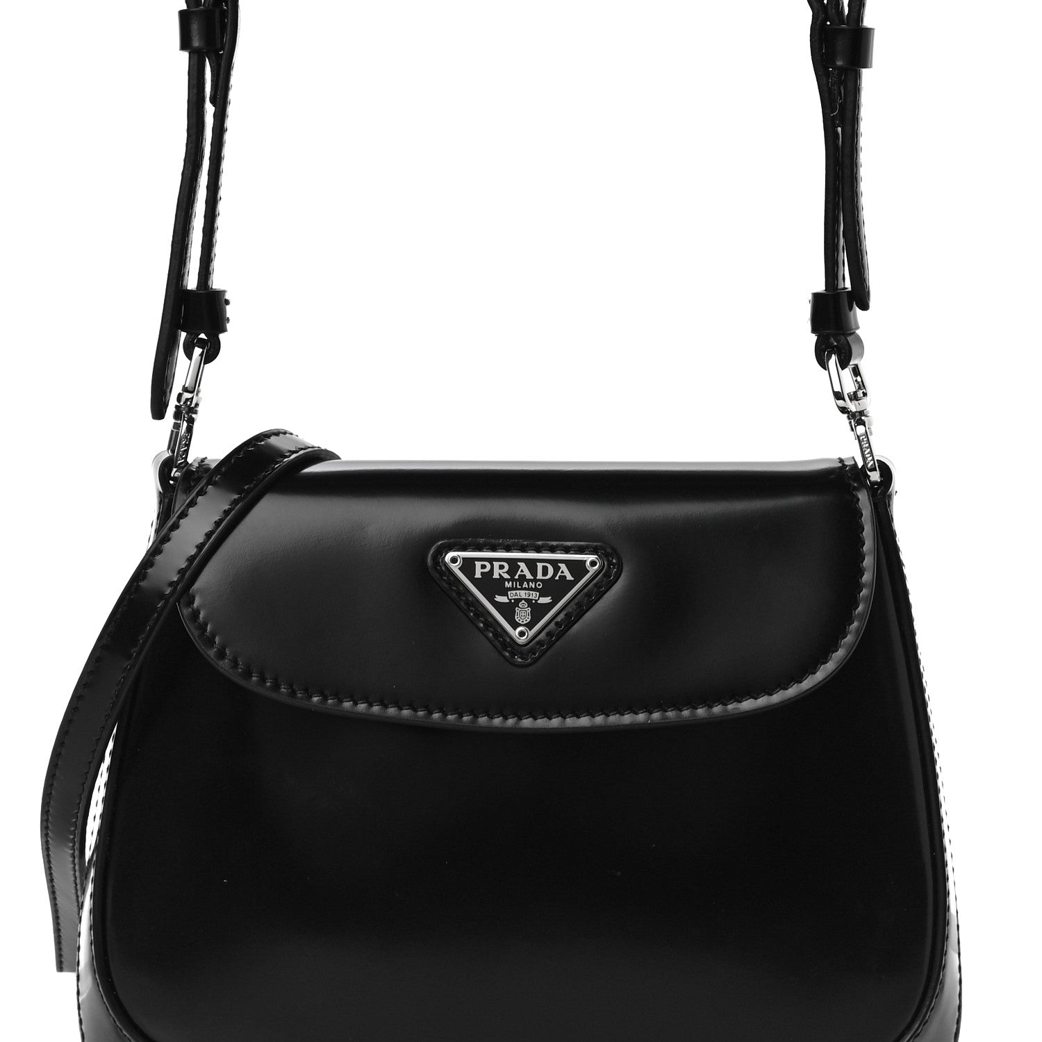 Prada Spazzolato Mini Cleo Flap Adjustable Strap Shoulder Bag Black 7 of 10