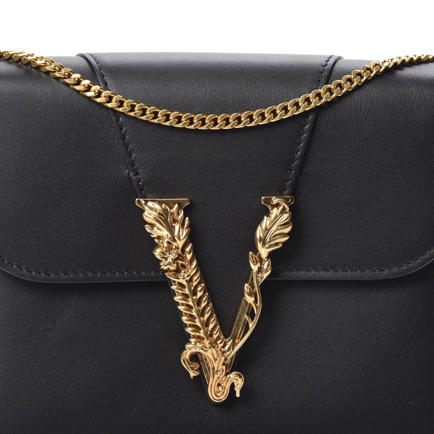 Versace Vitello Virtus Chain Clutch Black 8 of 10
