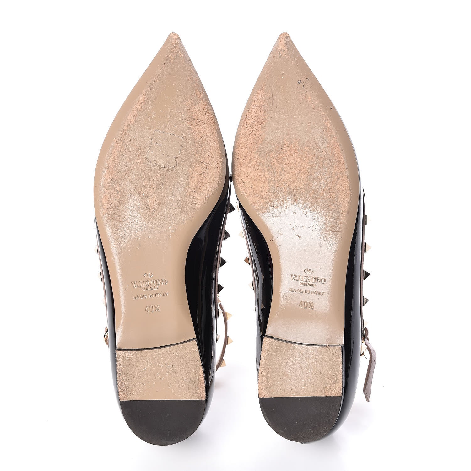 Valentino Garavani Patent Rockstud Cage Ballerina Flats 40.5 Black Poudre 7 of 15