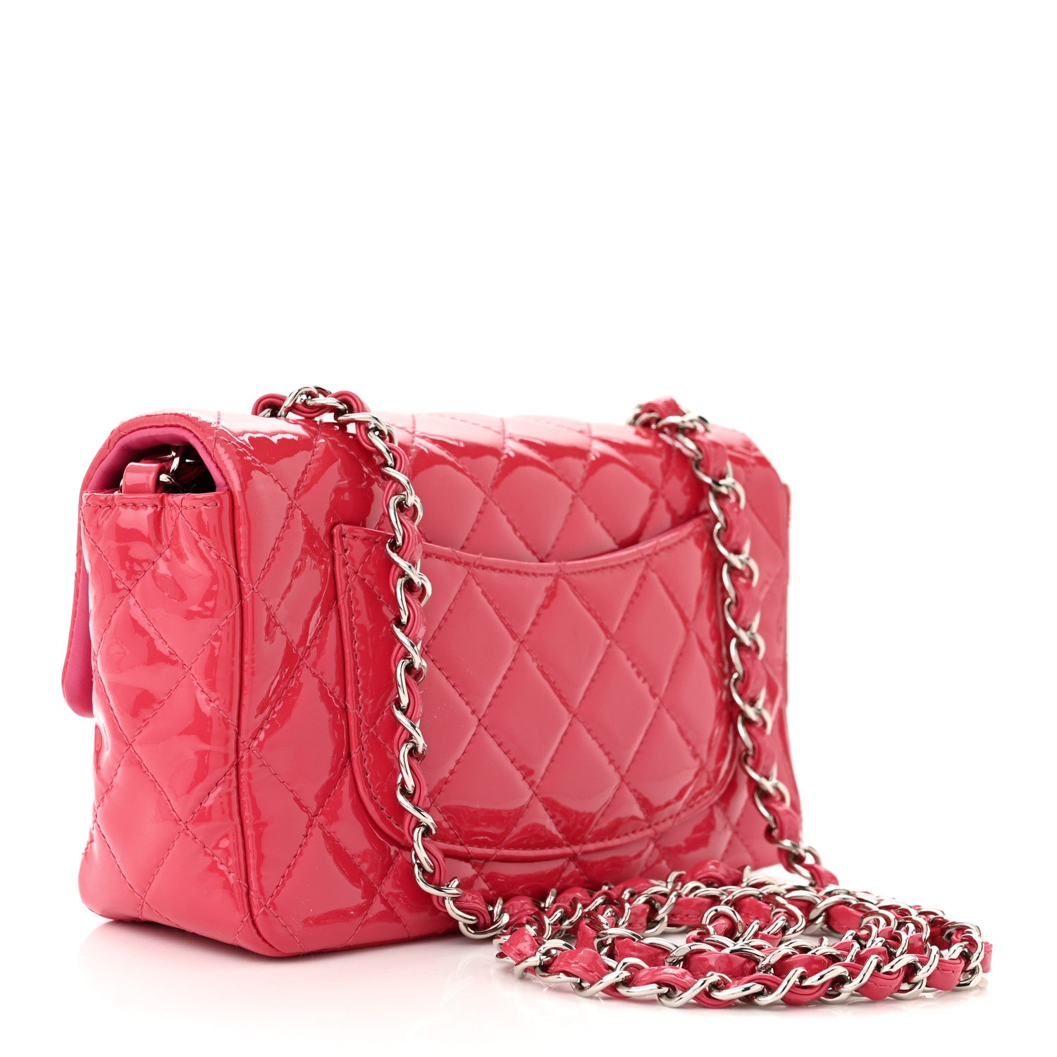 Chanel Patent Calfskin Quilted Mini Rectangular Flap Pink 3 of 10