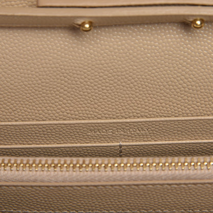 Saint Laurent Grain De Poudre Matelasse Chevron Monogram Chain Wallet Nude Powder 6 of 7