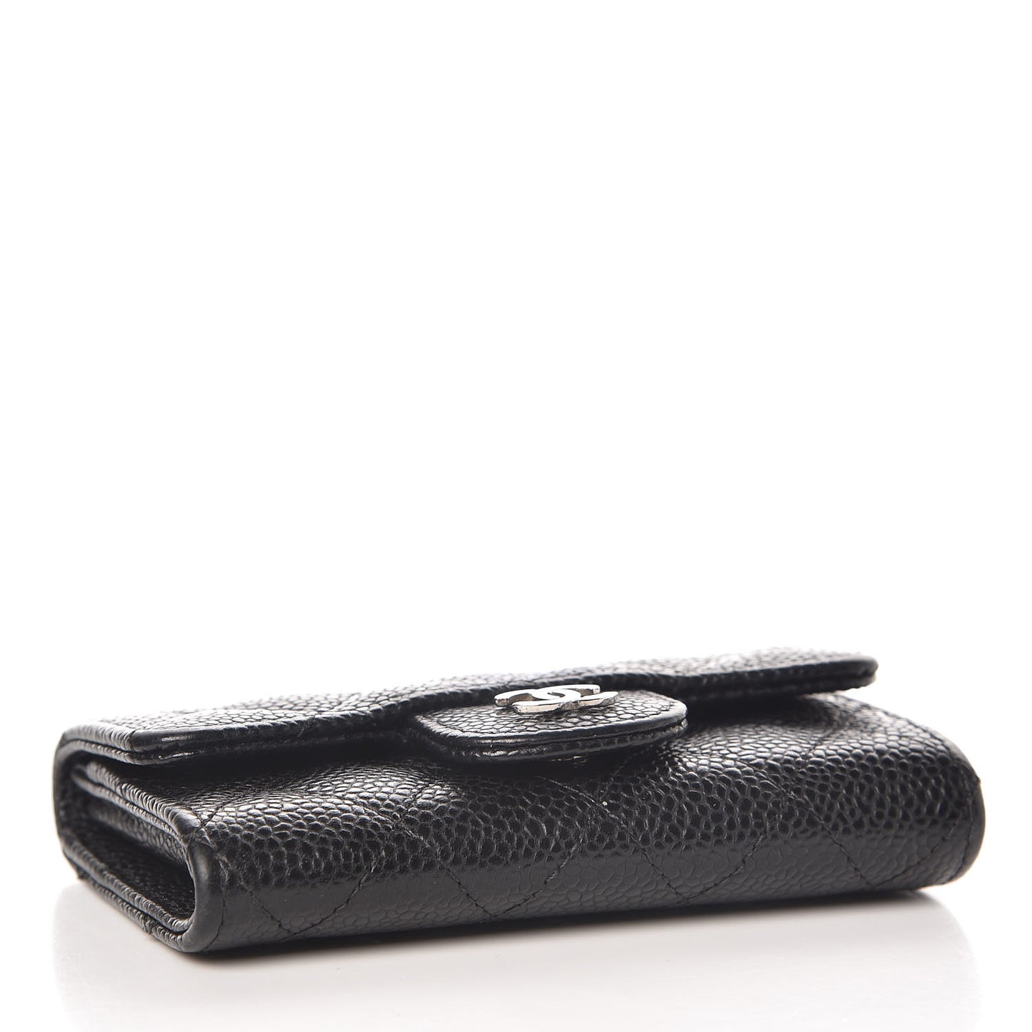 Caviar Quilted Flap Card Holder Black