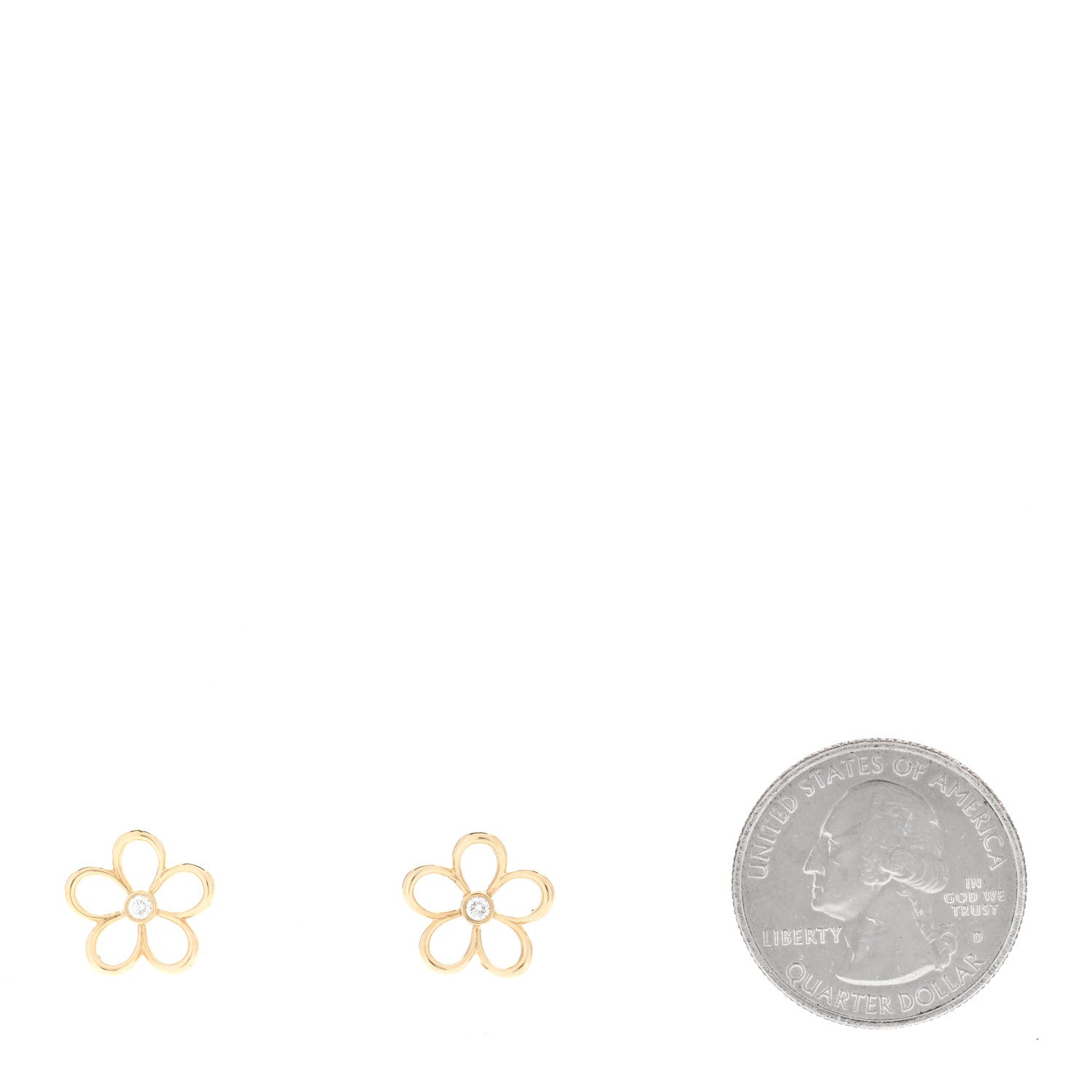 Tiffany 18K Yellow Gold Diamond Small Open Flower Earrings 2 of 5