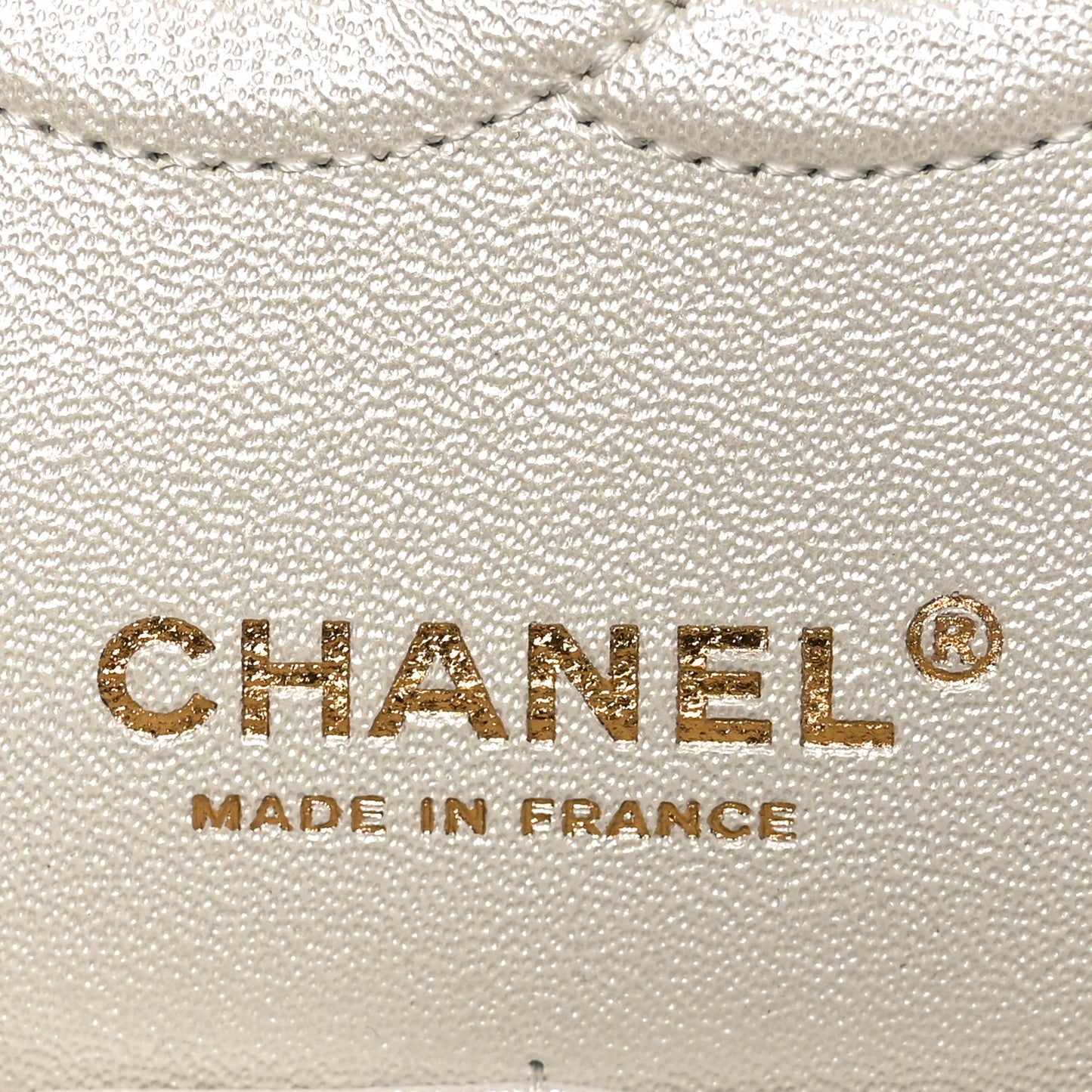 Iridescent Calfskin Quilted Medium Double Flap White
