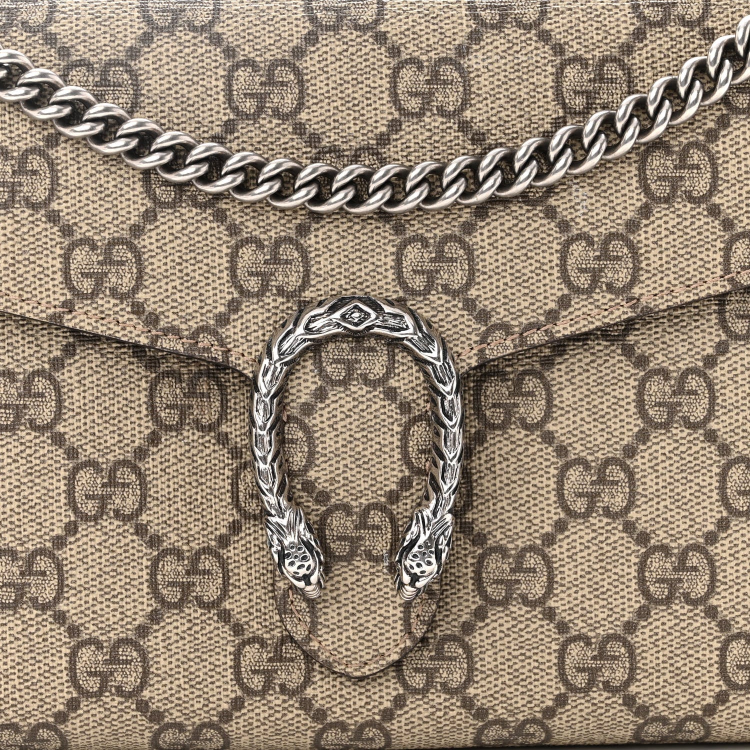 Gucci GG Supreme Monogram Mini Dionysus Chain Wallet Beige Taupe 7 of 10
