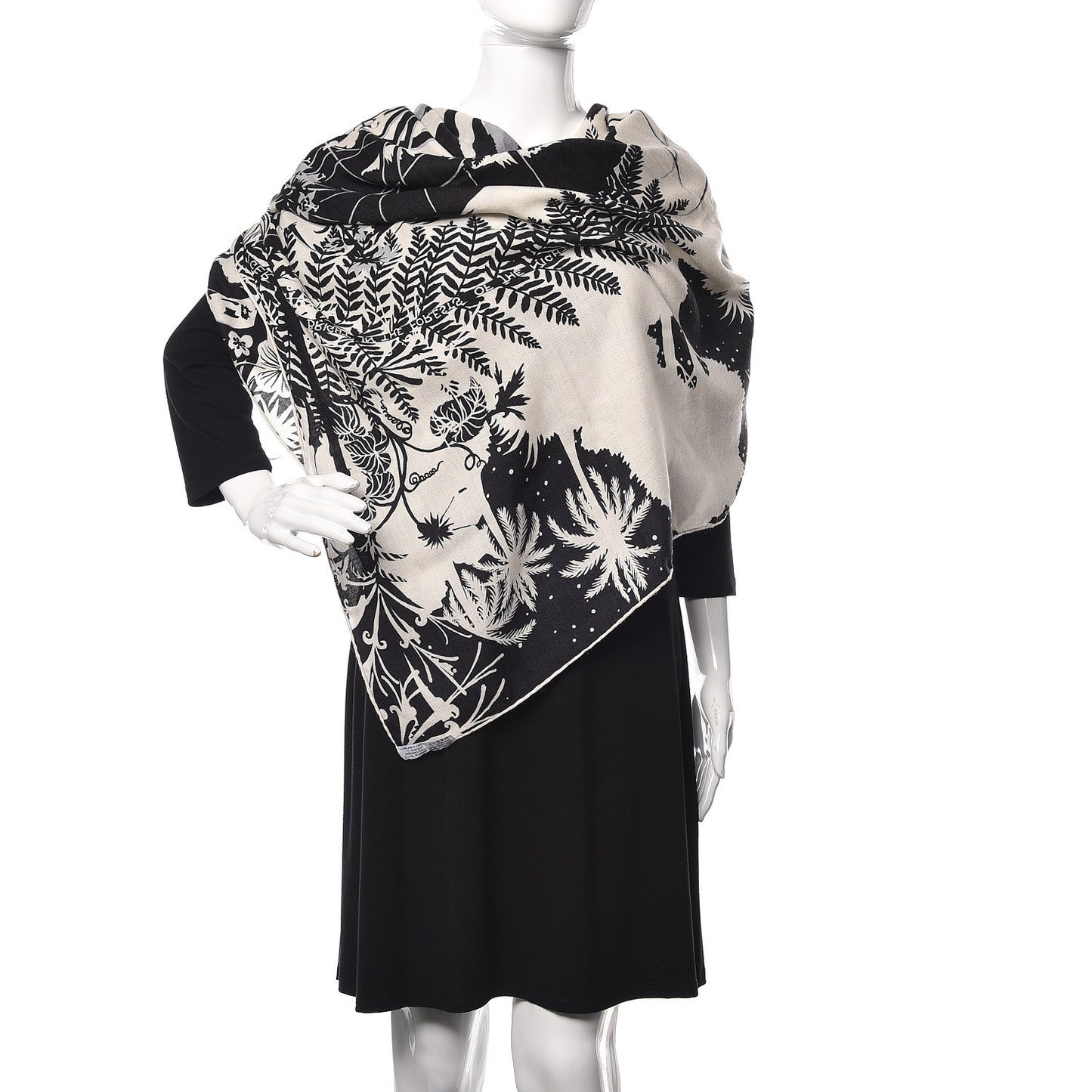 Cashmere Silk Tyger Tyger Shawl 140 Black White Gris