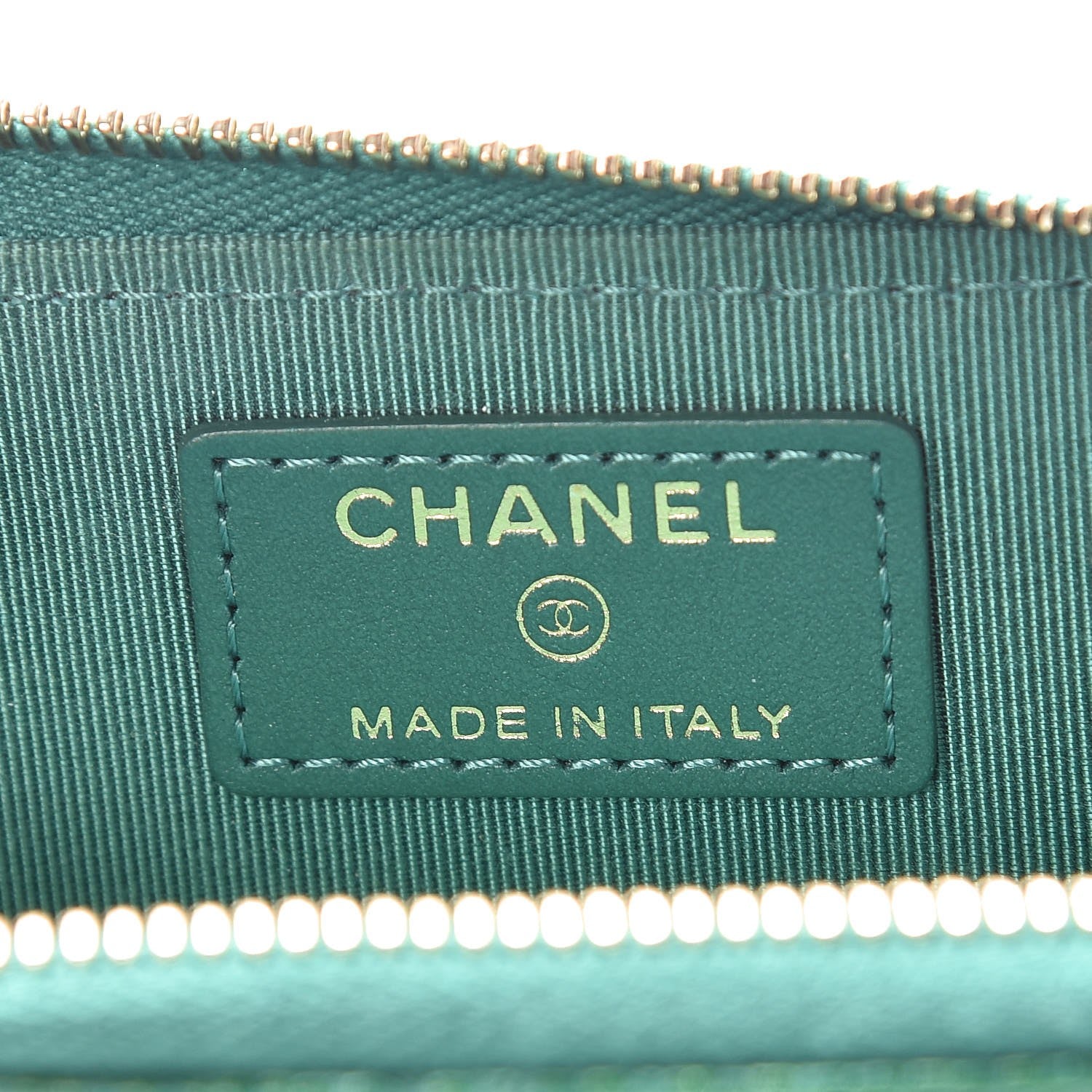 Chanel Metallic Caviar Quilted Key Holder Case Green 6 of 8