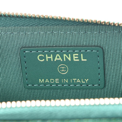 Chanel Metallic Caviar Quilted Key Holder Case Green 6 of 8