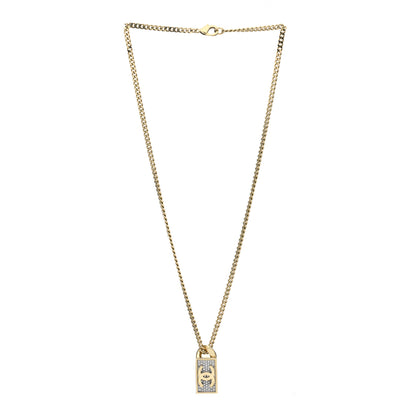 Chanel Crystal Dog Tag Charm Necklace Gold 3 of 5