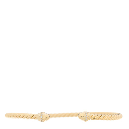 David Yurman 18K Yellow Gold Diamond 3mm Cablespira Bracelet 1 of 3