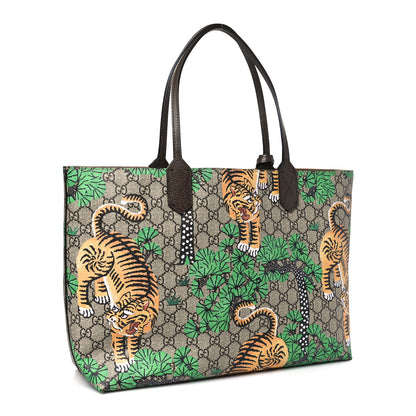 Gucci GG Supreme Monogram Bengal Medium Shopping Tote Beige Yard 3 of 9