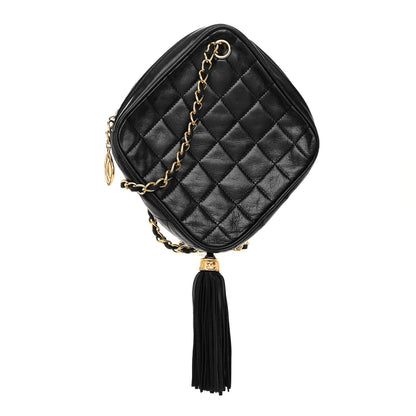 Chanel Lambskin Quilted Diamond Tassel Shoulder Bag Black 1 of 11