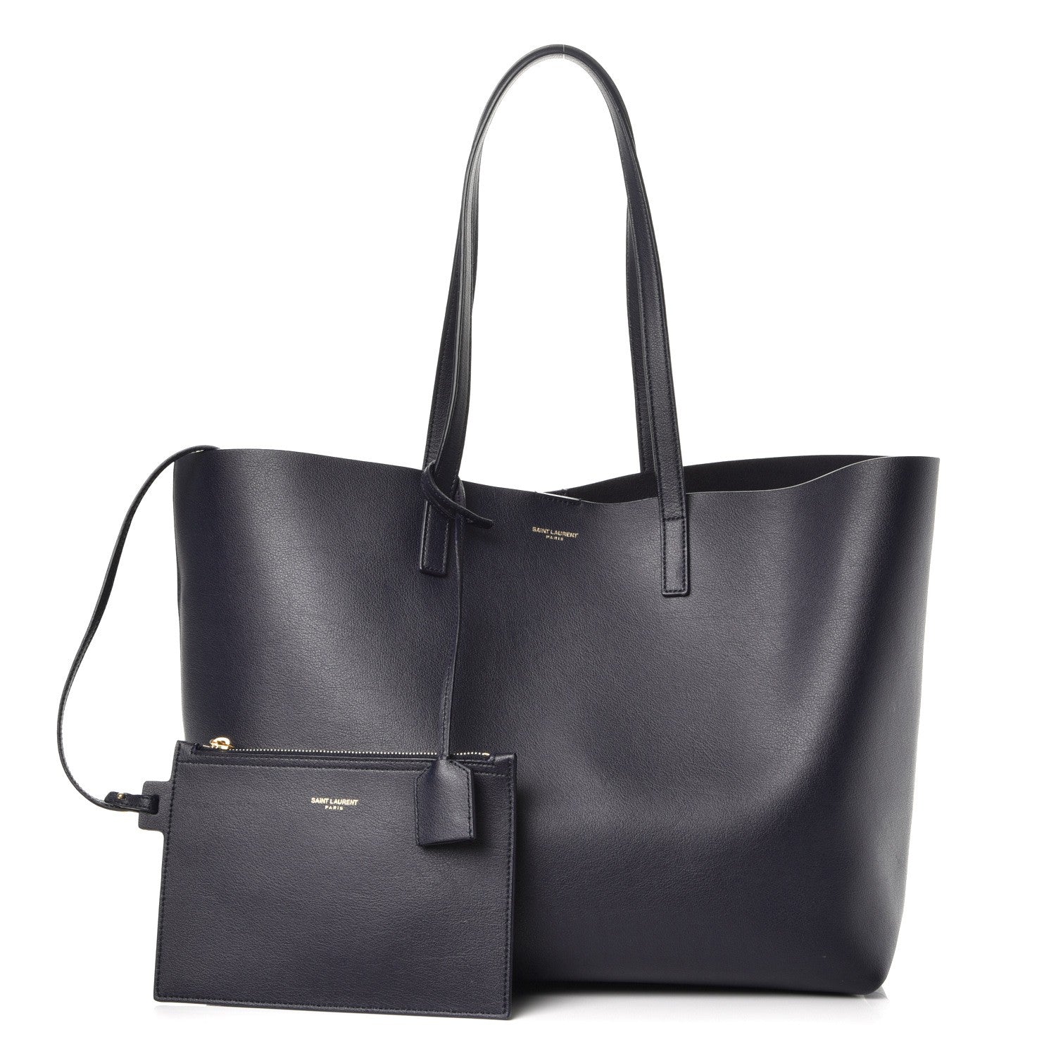 Saint Laurent Calfskin Large Shopping Tote Deep Marine 3 of 9
