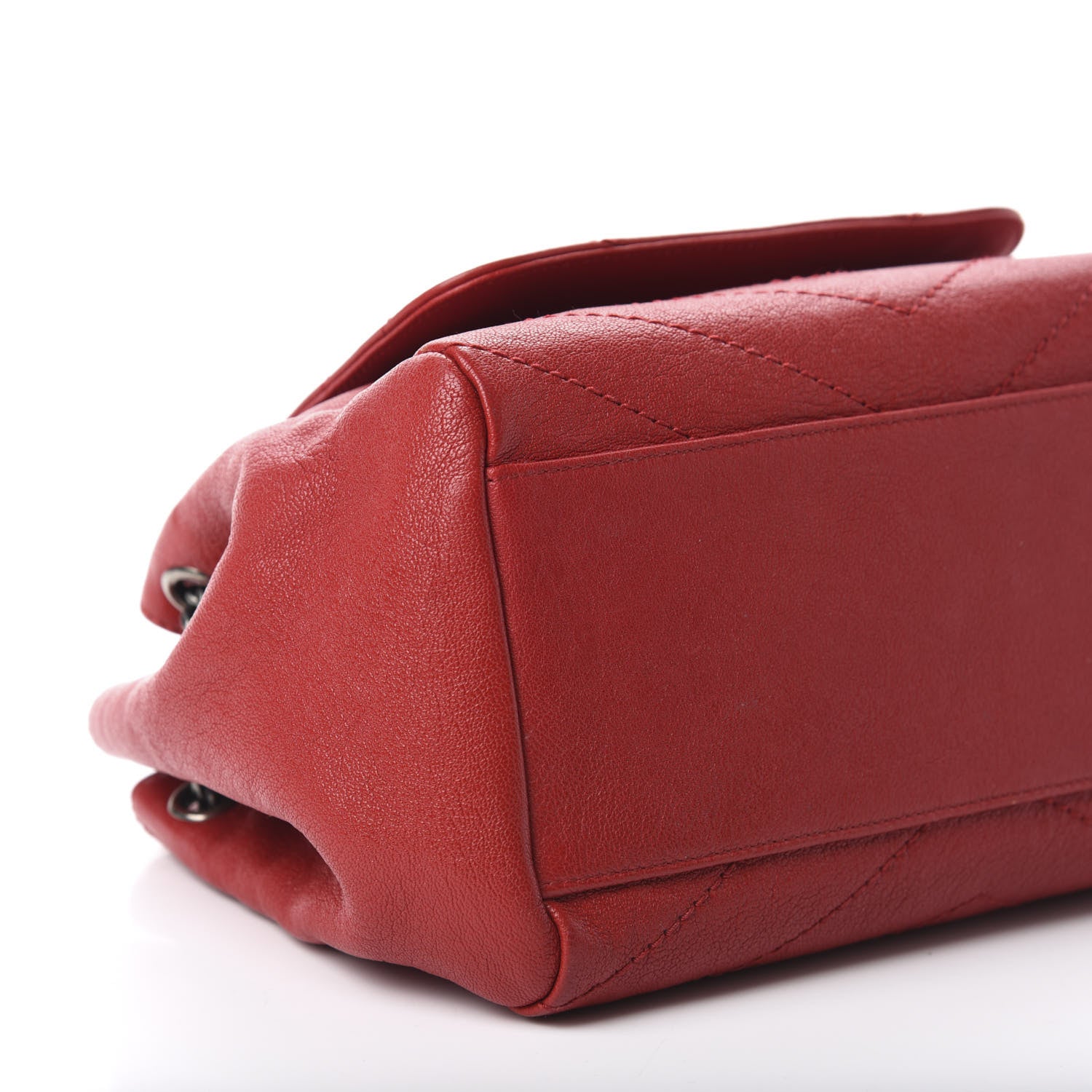 Saint Laurent Pebbled Lambskin Chevron Monogram Medium Nolita Red 6 of 10