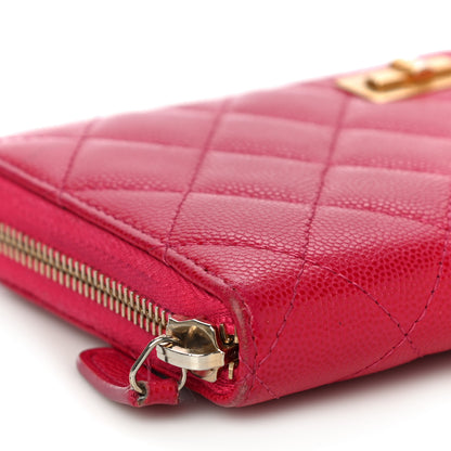 Chanel Caviar Quilted Reissue Zip Around Wallet Pink 10 of 18