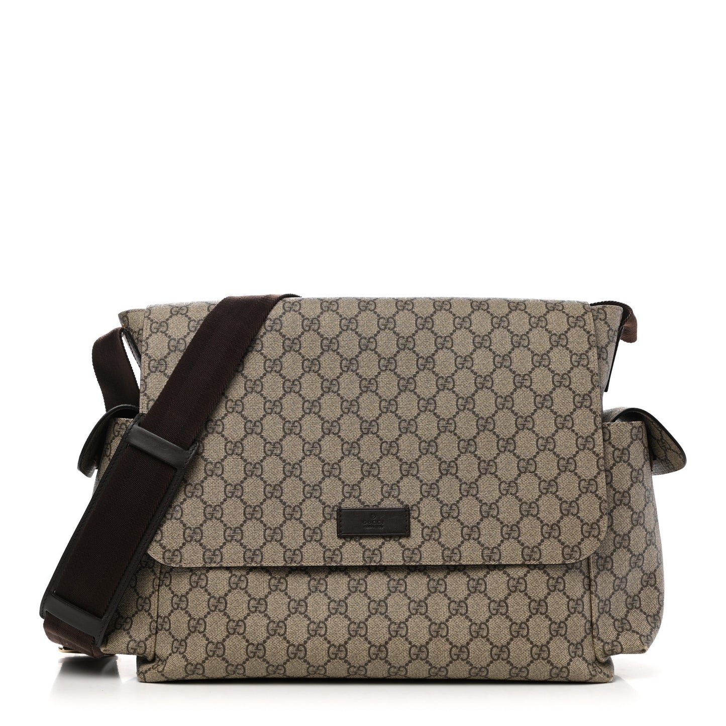 GG Plus Monogram Messenger Diaper Bag Dark Brown