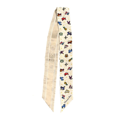 Christian Dior Silk Pixel Zodiac Scarf Latte Multicolor 2 of 3