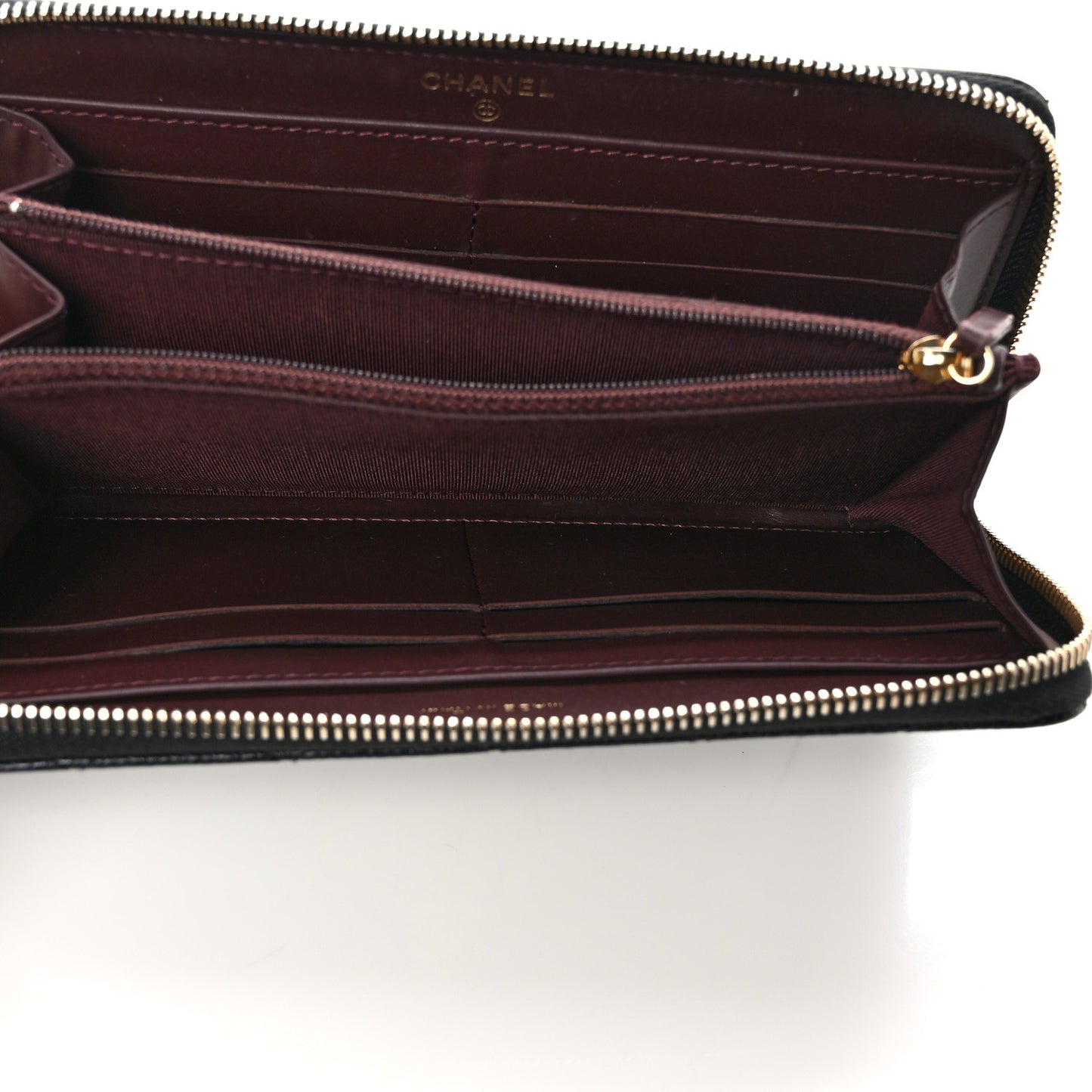 Caviar Quilted Large Gusset Zip Around Wallet Black