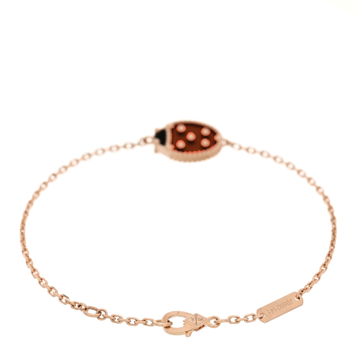 18K Rose Gold Carnelian Onyx Lucky Spring Closed Wing Ladybug Bracelet