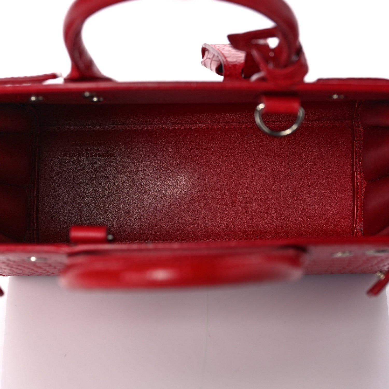 Saint Laurent Calfskin Crocodile Embossed Nano Sac De Jour Red 4 of 8