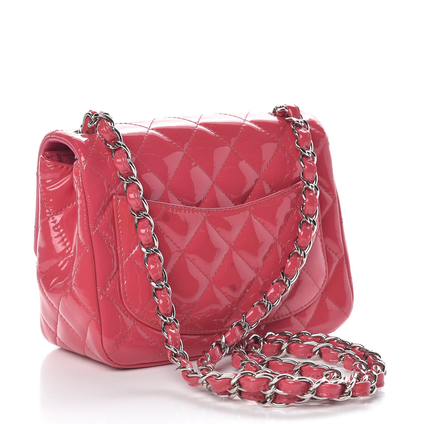 Patent Quilted Mini Square Flap Pink