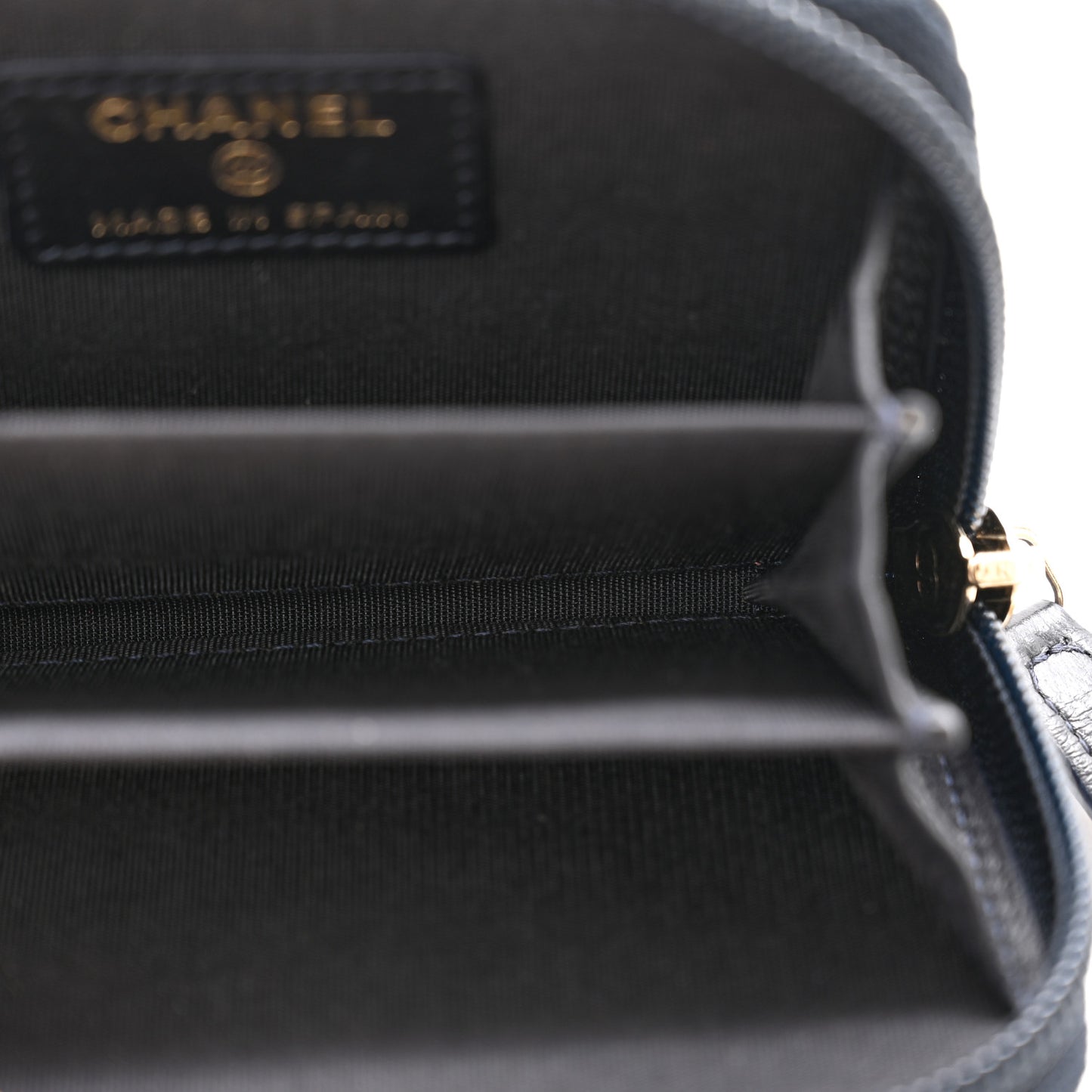 Lambskin Quilted Zip Around Boy Coin Purse Wallet Navy