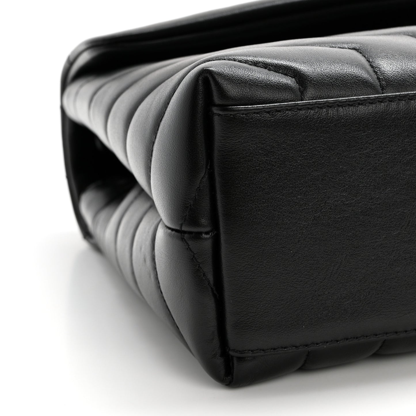 Calfskin Y Quilted Monogram Monochrome Small Loulou Chain Satchel Black