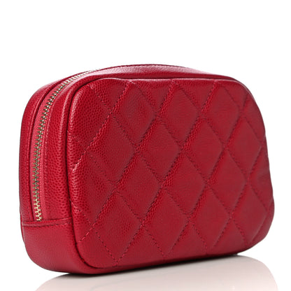 Chanel Caviar Quilted Small Curvy Pouch Cosmetic Case Dark Pink 3 of 11