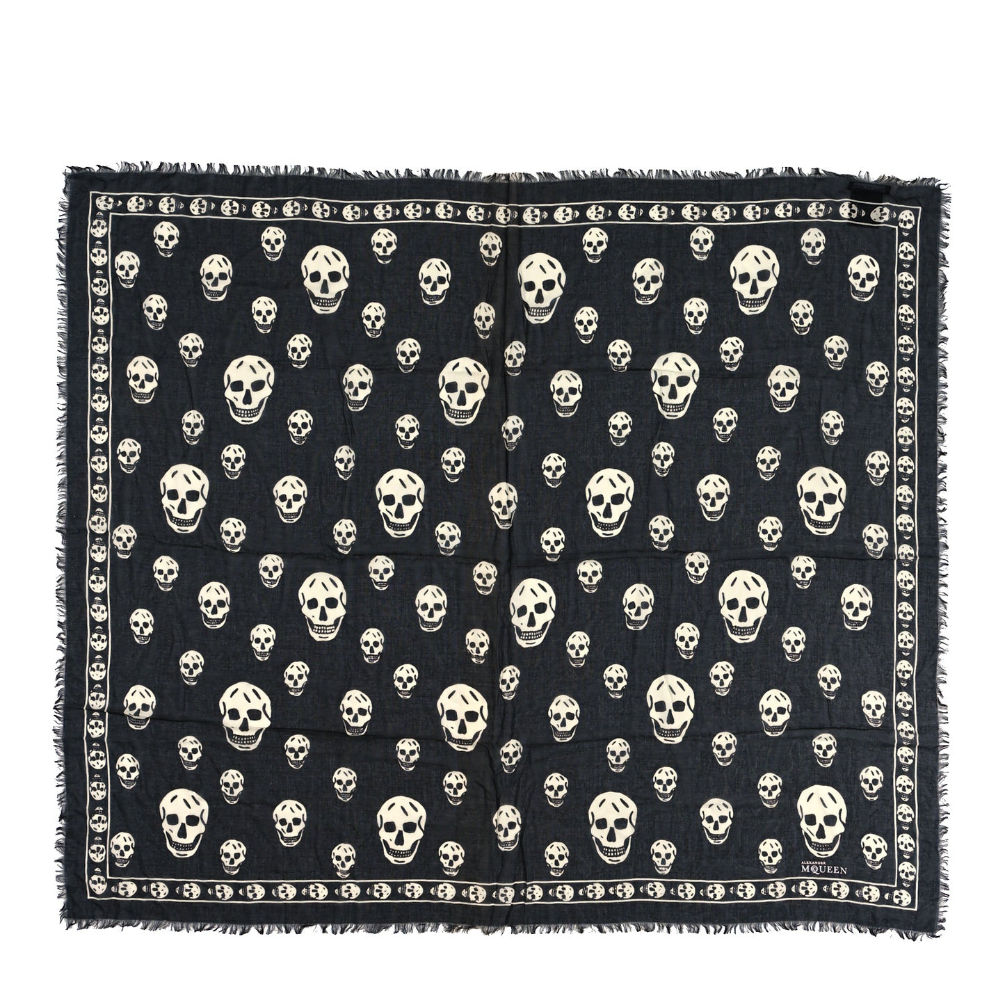 Silk Chiffon Skull Scarf Black Ivory