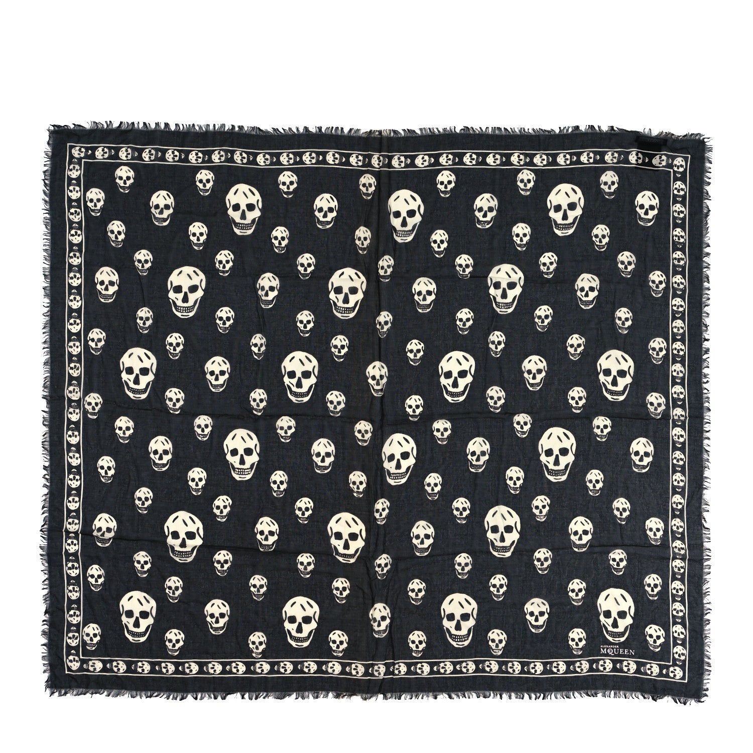 Alexander McQueen Silk Chiffon Skull Scarf Black Ivory 1 of 3