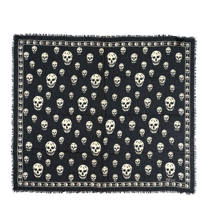Alexander McQueen Silk Chiffon Skull Scarf Black Ivory 1 of 3
