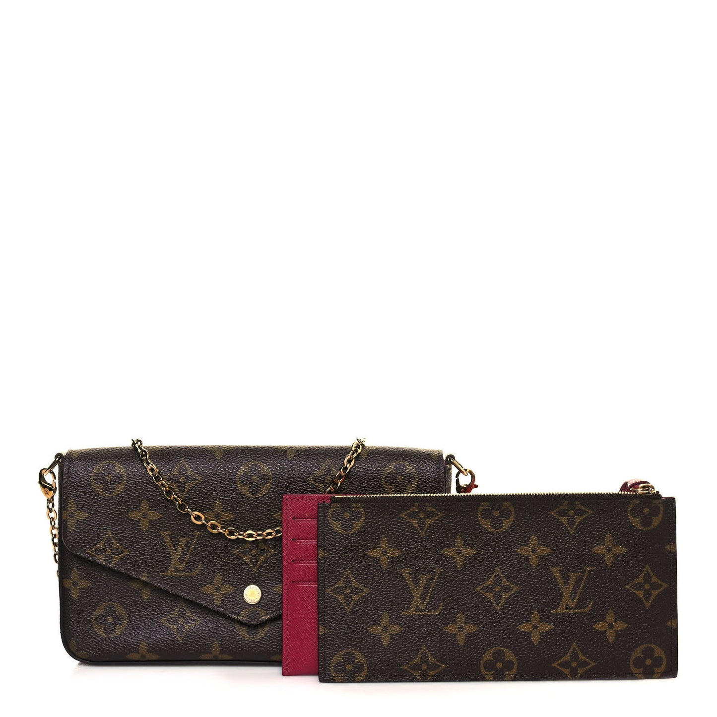 Monogram Pochette Felicie Chain Wallet Fuchsia
