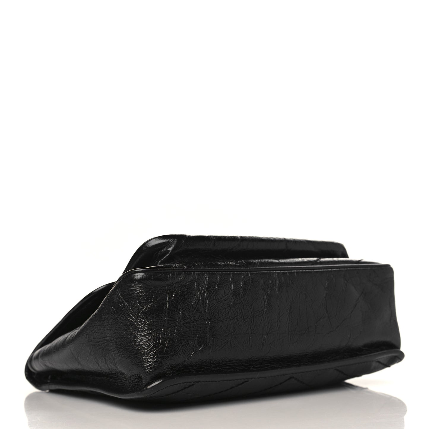 Crinkled Calfskin Matelasse Monogram Medium Niki Chain Satchel Black