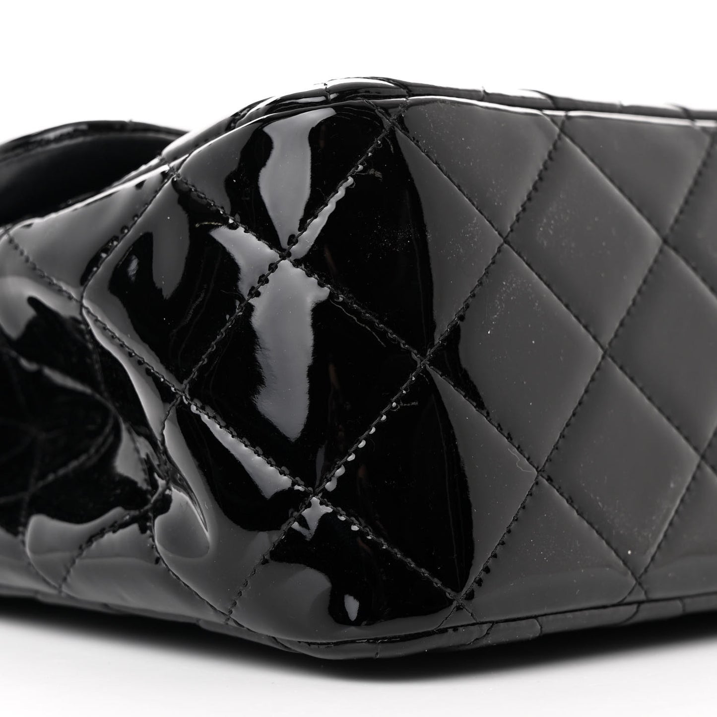 Patent Quilted Jumbo Double Flap Black
