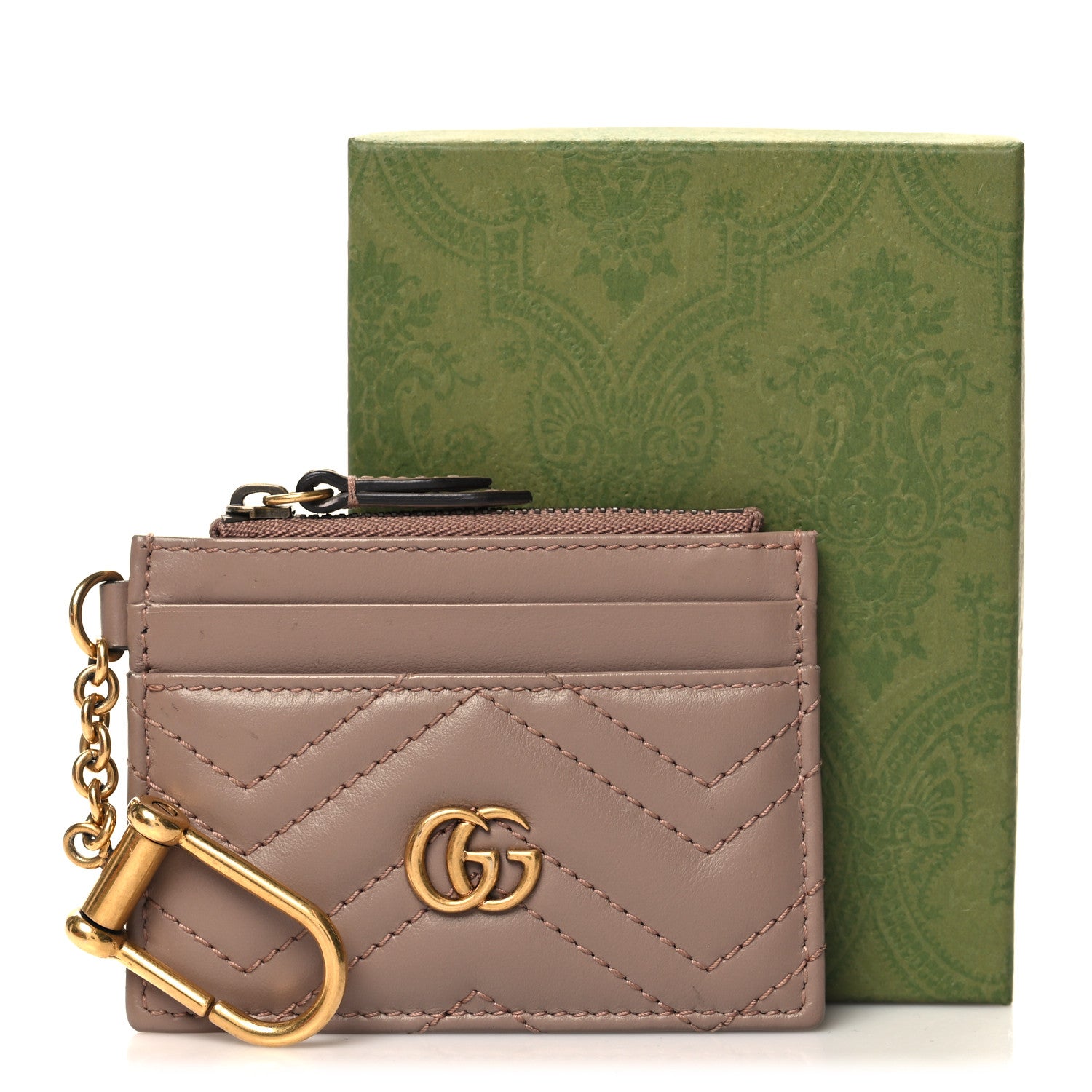 Gucci Calfskin Matelasse GG Marmont Key Case Card Holder Porcelain Rose 7 of 7