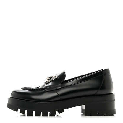 Chanel Calfskin Metal CC Loafers 36.5 Black 1 of 8