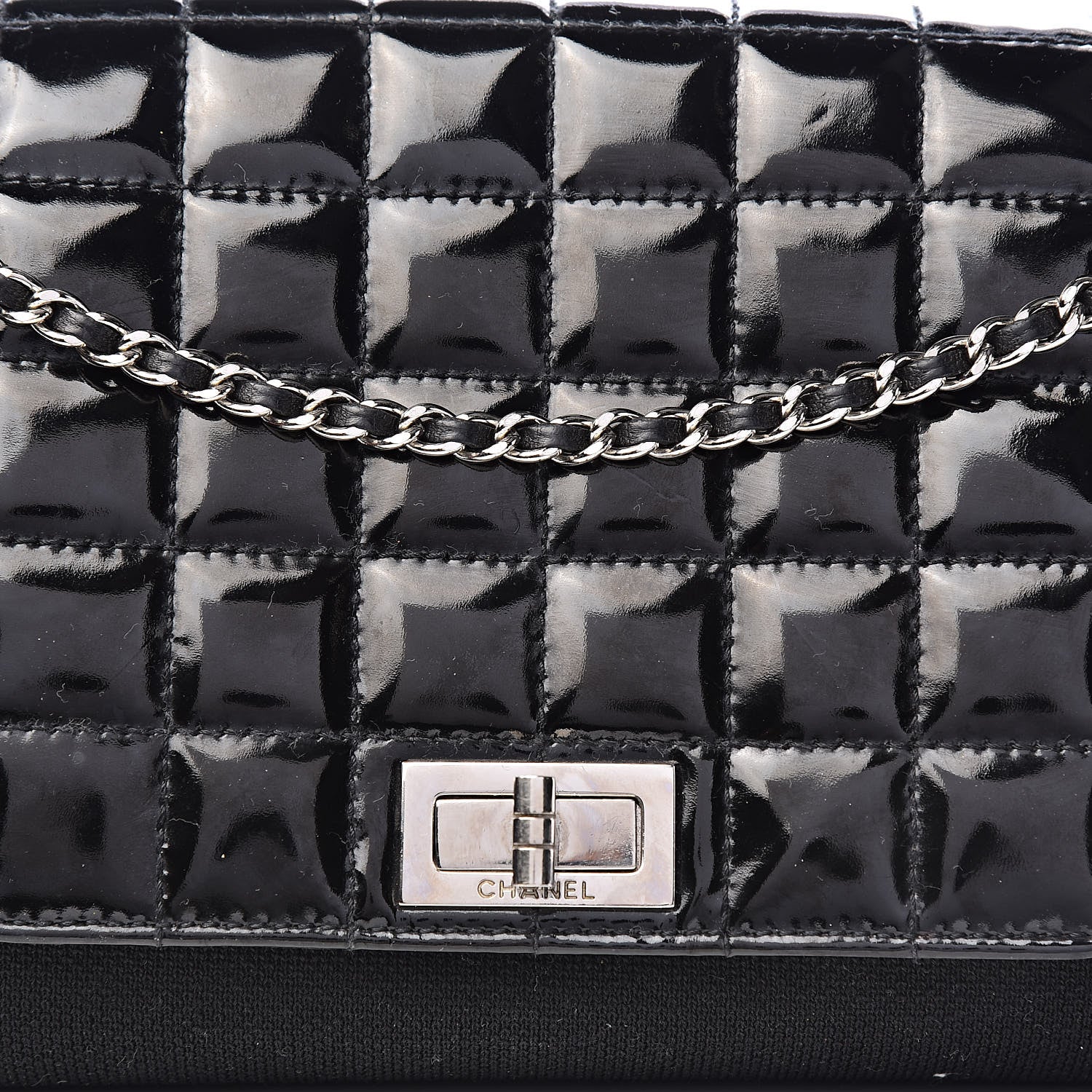 Chanel Toile Patent Chocolate Bar Accordion Mademoiselle Flap Black 15 of 15