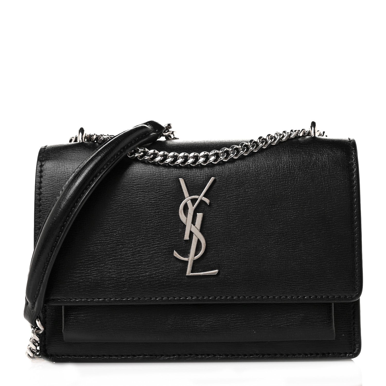 Saint Laurent Calfskin Monogram Sunset Chain Wallet Black 2 of 27