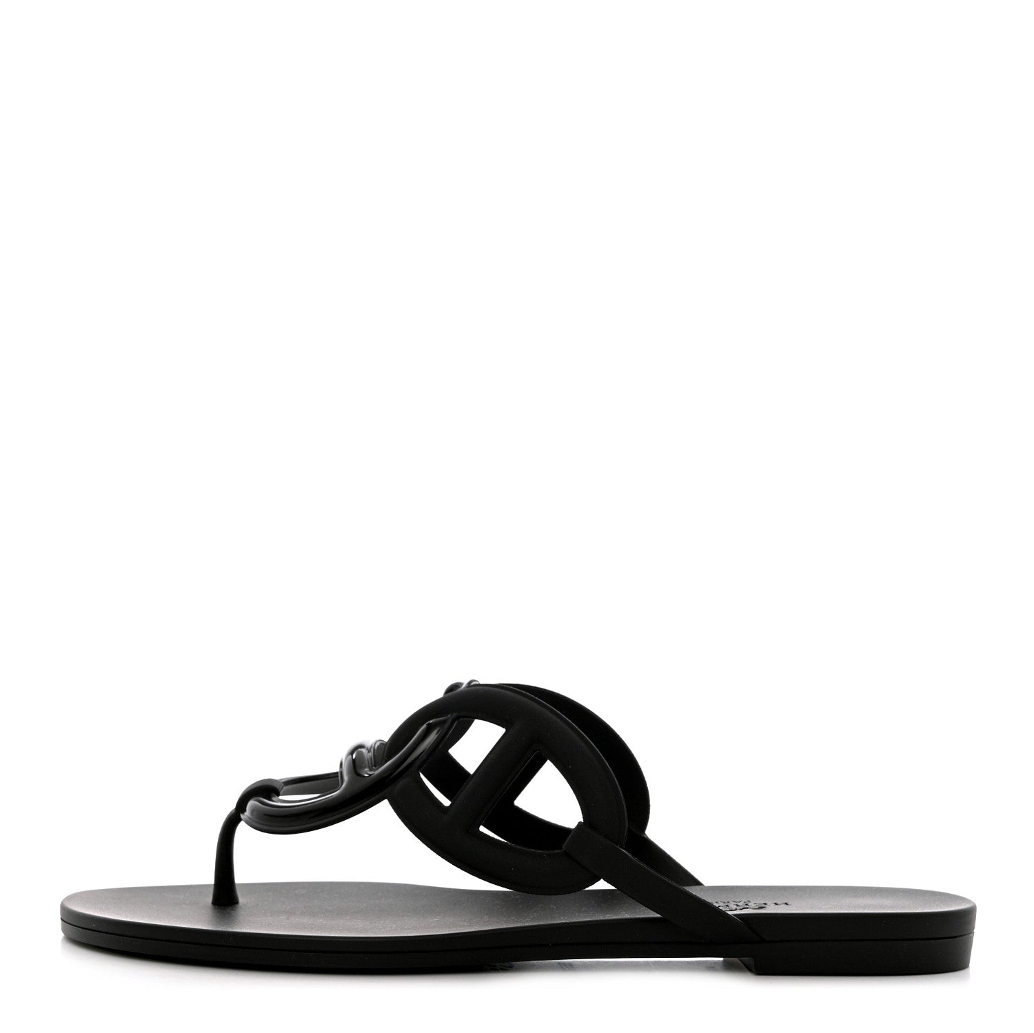 Hermes Rubber Womens Egerie Sandals 37 Black 1 of 8