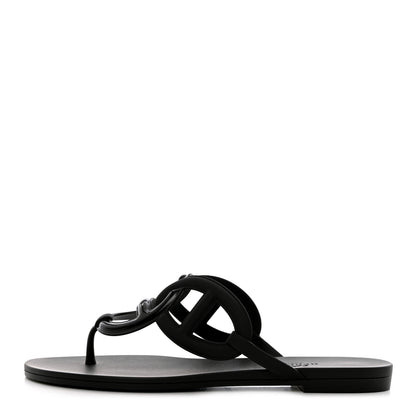 Hermes Rubber Womens Egerie Sandals 37 Black 1 of 8