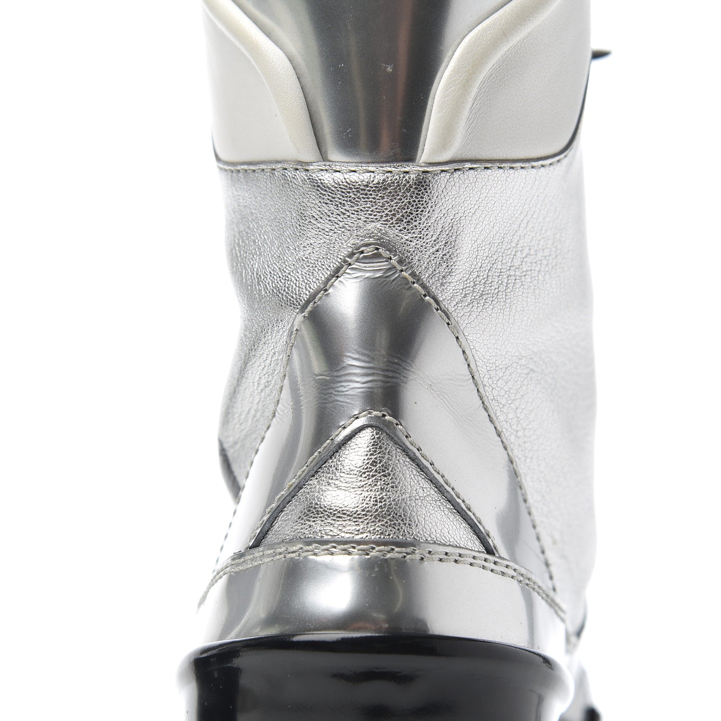 Patent Calfskin Spaceship Laureate Platform Desert Boots 37.5 Silver