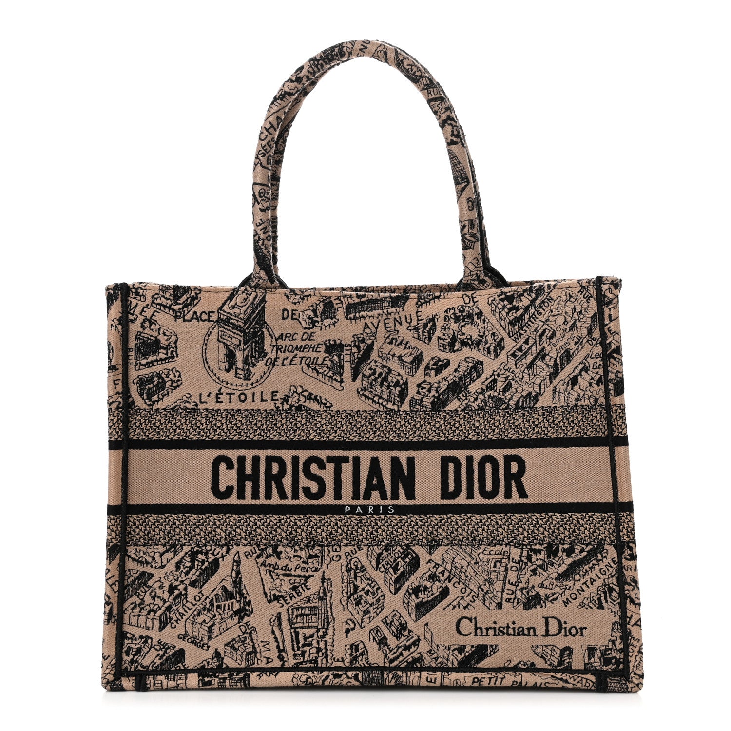 Christian Dior Canvas Embroidered Medium Plan De Paris Book Tote